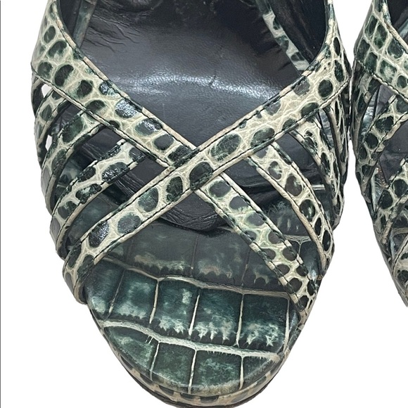 Casadei animal print green/beige heels size 8.5M - Picture 5 of 14